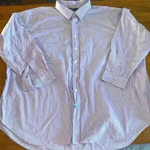 RALPH LAUREN Men's Sz 5XB Blue Striped Heavyweight Long-Sleeve Button-Down Shirt